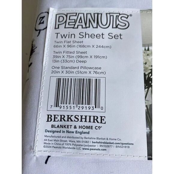 Peanuts Snoopy Woodstock Charlie Brown Linus Sally TWIN Size Soft Sheet Set NEW - Picture 4 of 12